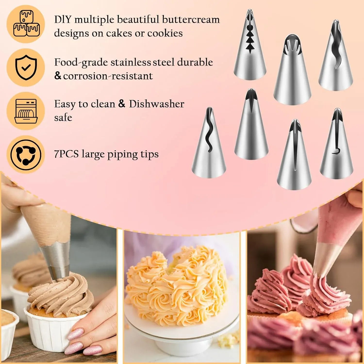 Kit de Décoration de Gâteaux 128PCS avec Douilles et Poches à Douille douillepoche