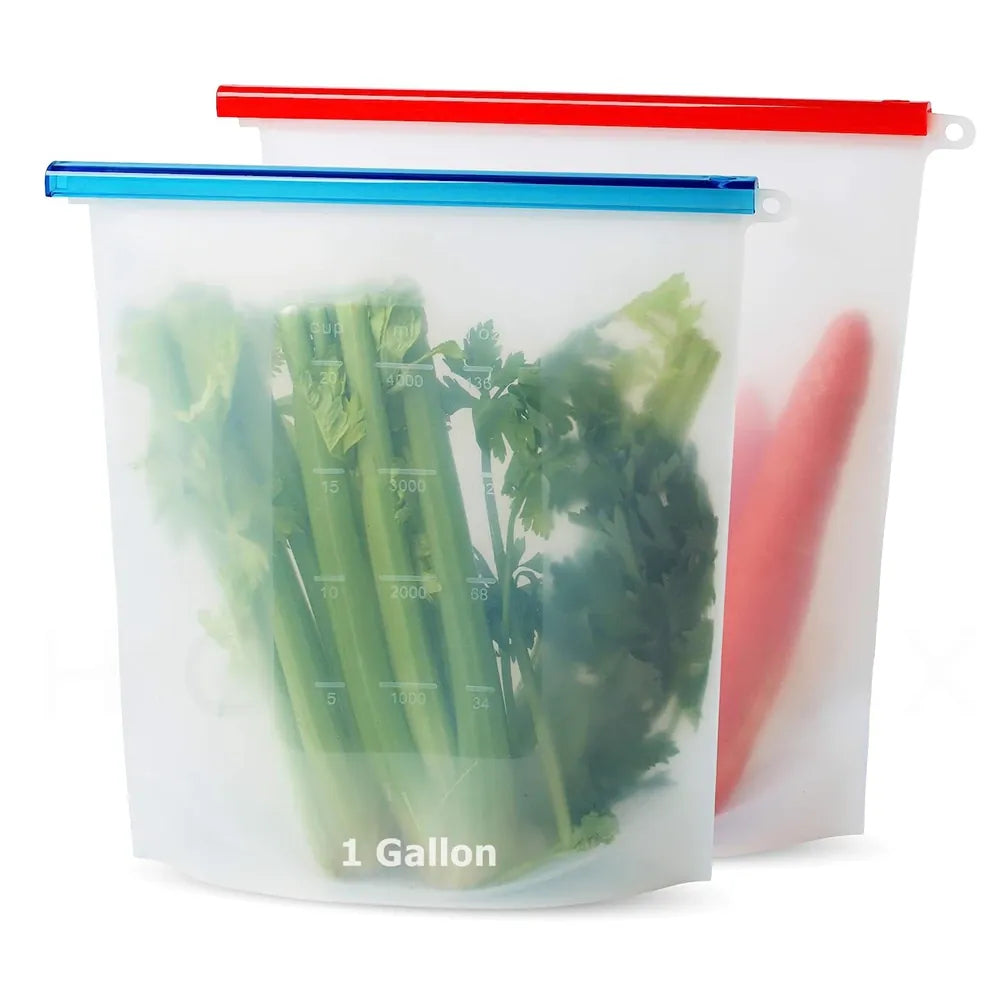 Sacs Silicone Réutilisables Extra Grand 4L Hermétiques - Lot de 2