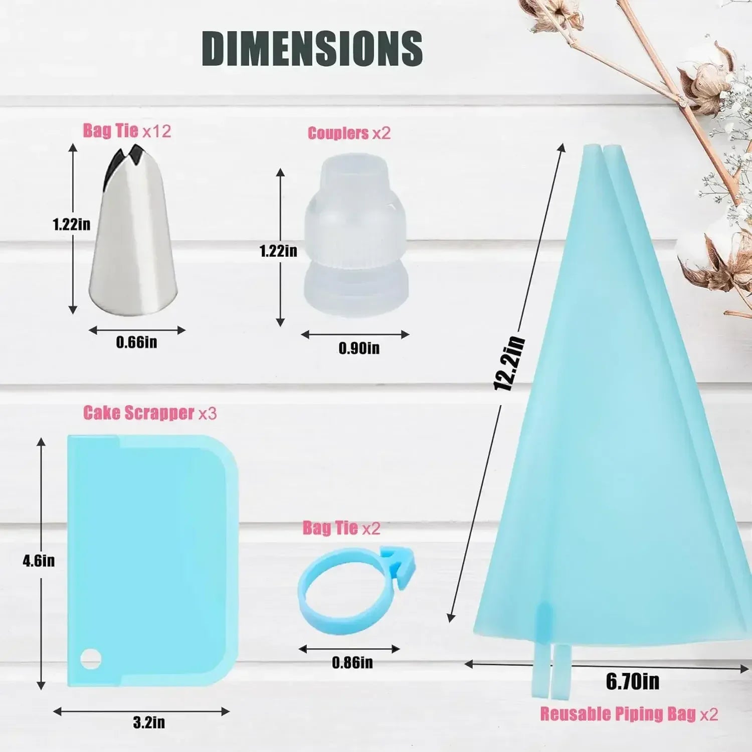 Poches à Douille en Silicone - Set de Pâtisserie avec 12 Douilles en Acier Inoxydable douillepoche