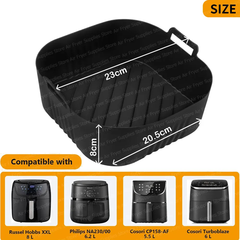Moules Silicone Air Fryer Réutilisables Carré 23 cm - Lot de 1 Air Fryer