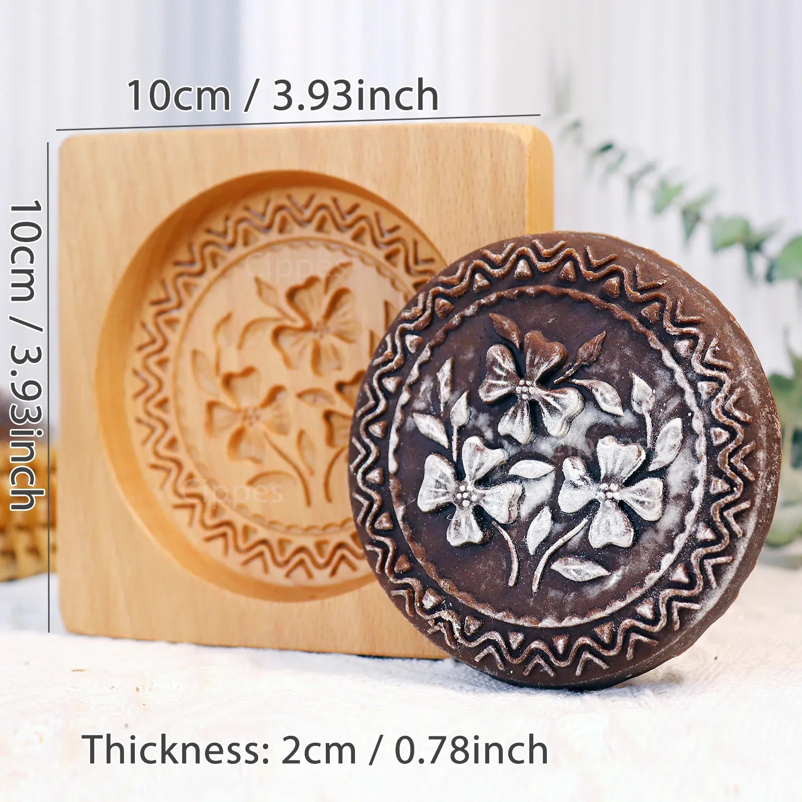 Emporte-pièce en bois floral 3D pour biscuits et gâteaux - 1 pièce emportepieces