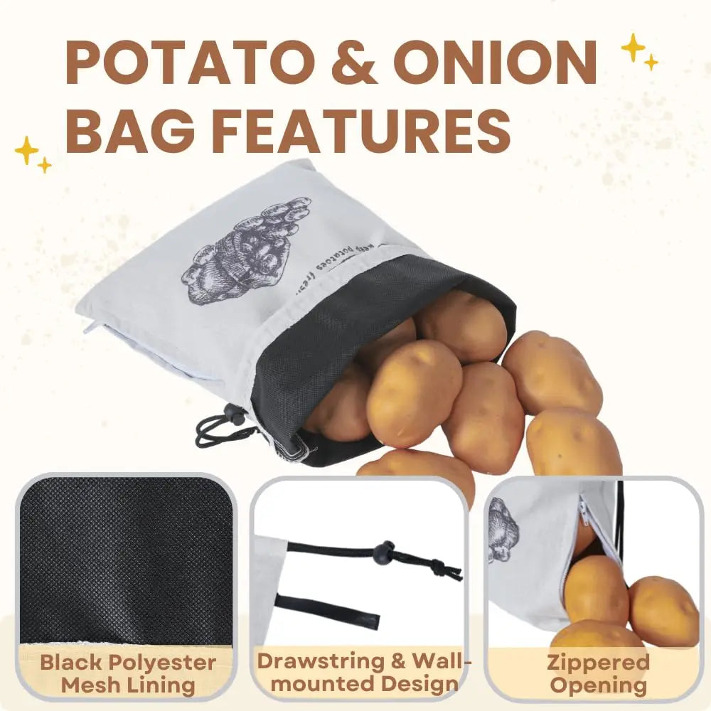 Sacs de conservation pommes de terre et oignons, lot de 2 réutilisables