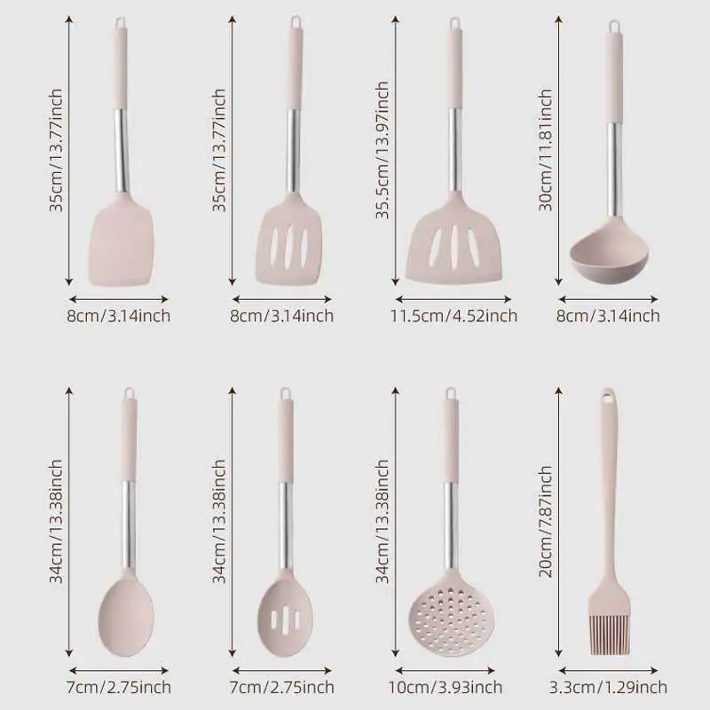 Set Ustensiles Silicone 43 pièces Résistants à la Chaleur inox spatule en silicone