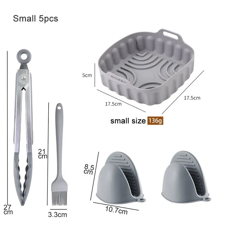 Moule Silicone Réutilisable Air Fryer Rond et Carré - Lot de 2 Pièces Air Fryer