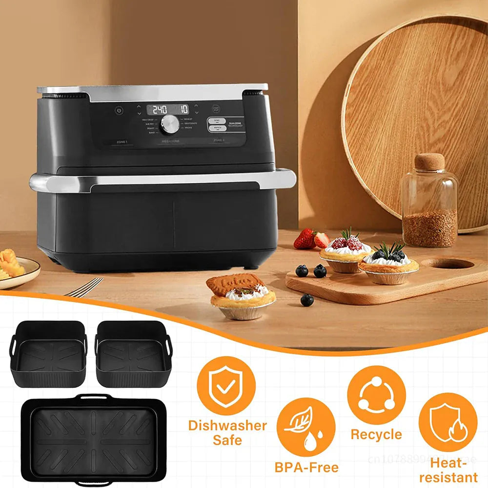 Moule Silicone Réutilisable Air Fryer Lot de 3 Rectangulaires 52L Air Fryer