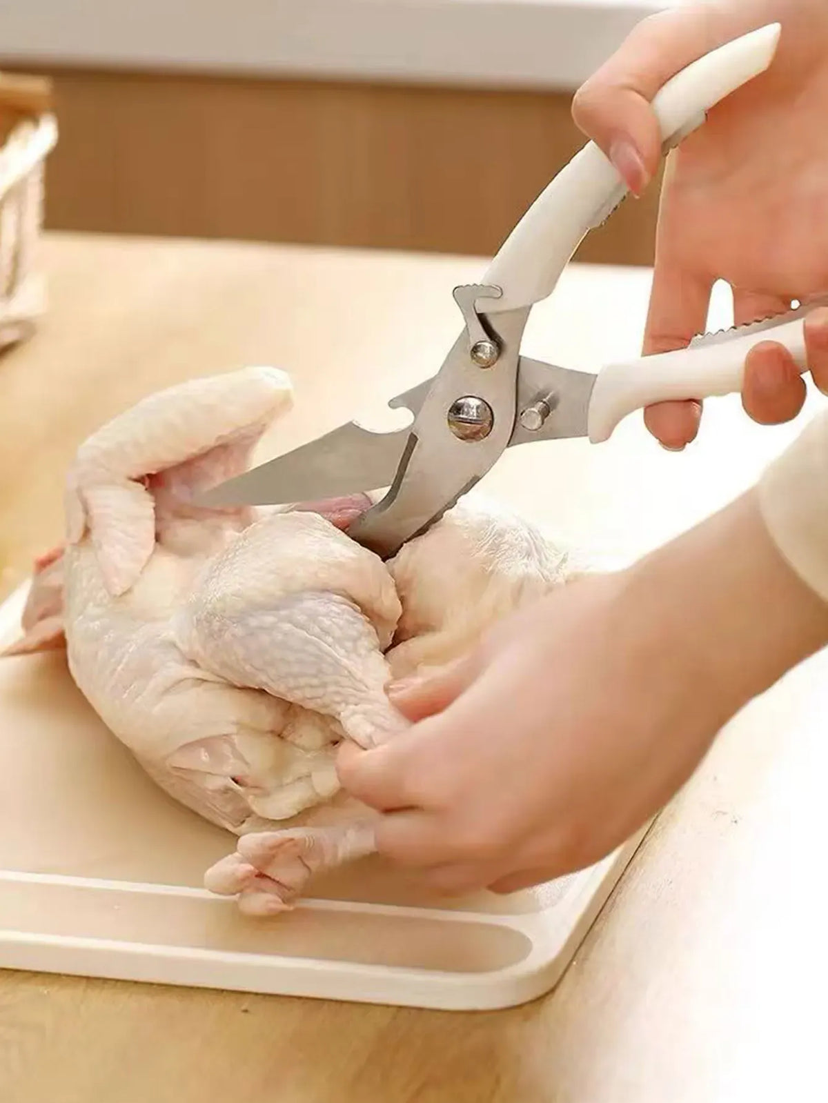 Ciseaux de cuisine inox multifonctions pour découpe viande et légumes ciseaux