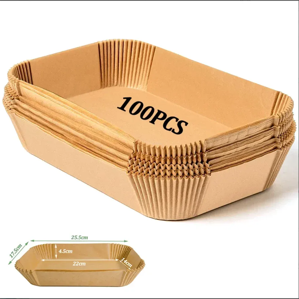 Papier Cuisson Air Fryer Jetable Rectangulaire Lot de 100 Pièces Air Fryer
