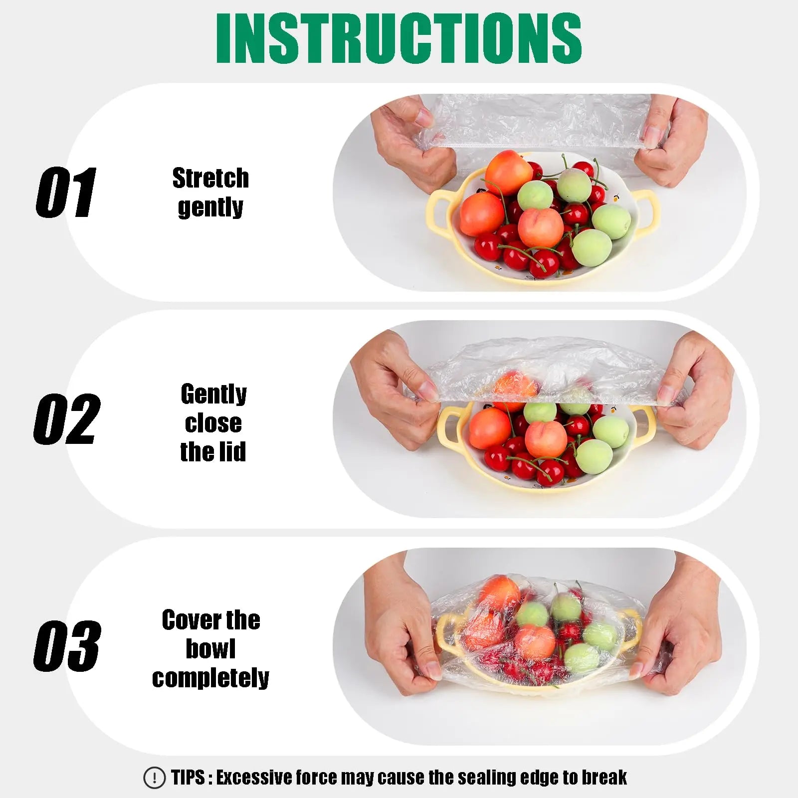 Film Alimentaire Extensible Jetable - Lot de 100 Pièces 34-42cm