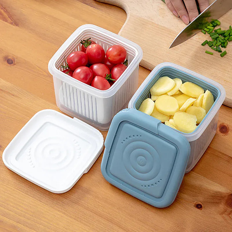 Bac de Rangement Frigo 2 Étages | Conteneurs Hermétiques pour Légumes