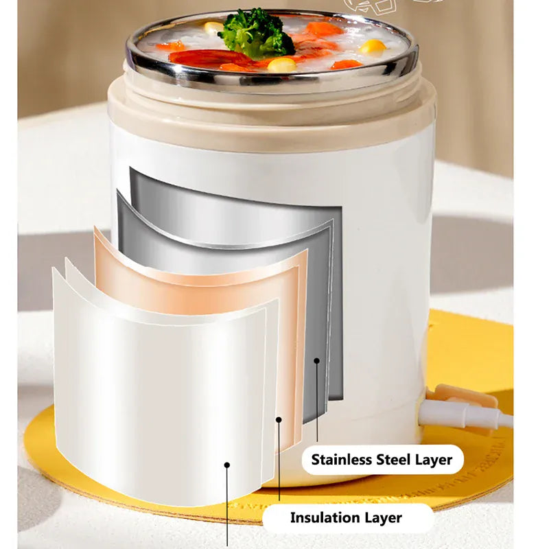 Lunchbox Chauffante USB 600 ml — Acier Inoxydable 304, 60 °C, Étanche lunchboxchauf