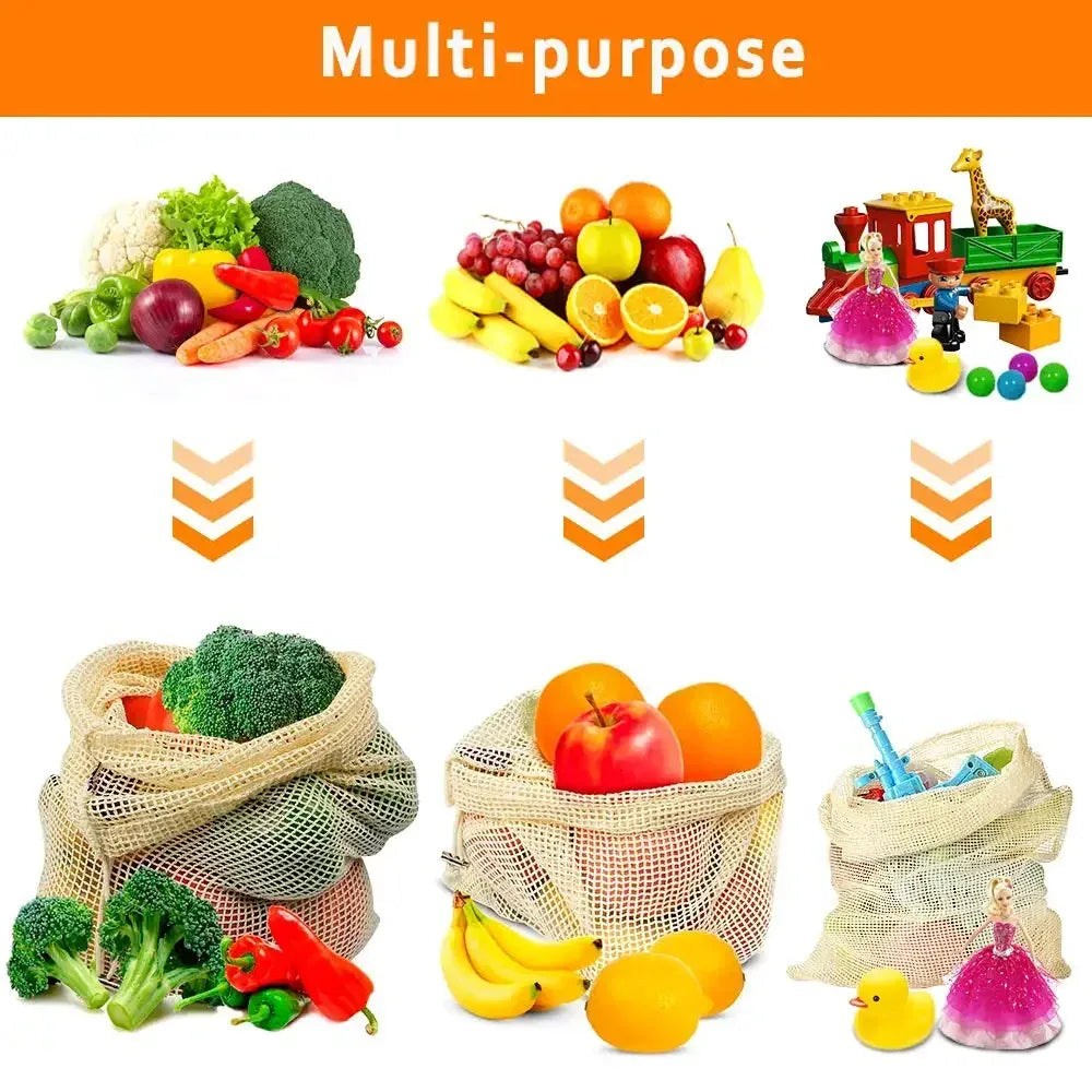 Sacs Filet en Coton Bio - Réutilisables et Écologiques - Lot de 5