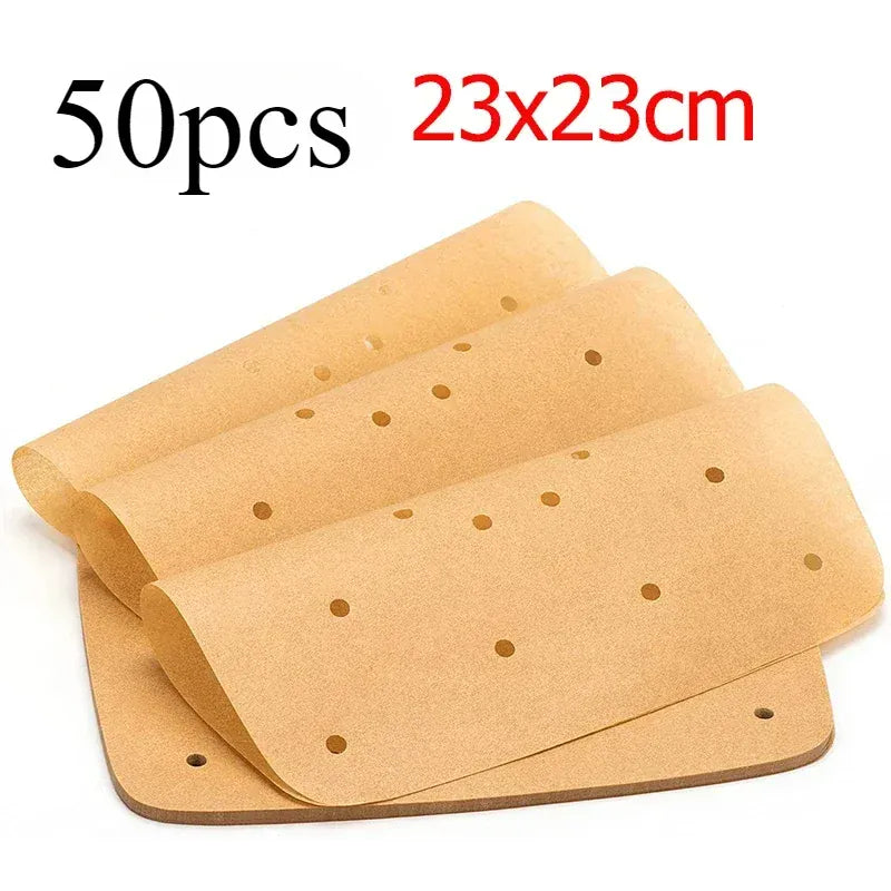 Papier Cuisson Air Fryer Jetable Carré Perforé - Lot de 100 Pièces Air Fryer