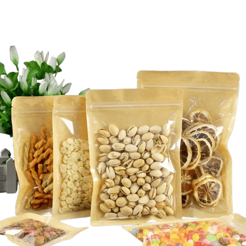 Sachets Kraft Transparent Fermeture Zip - Lot de 100 pièces ssr