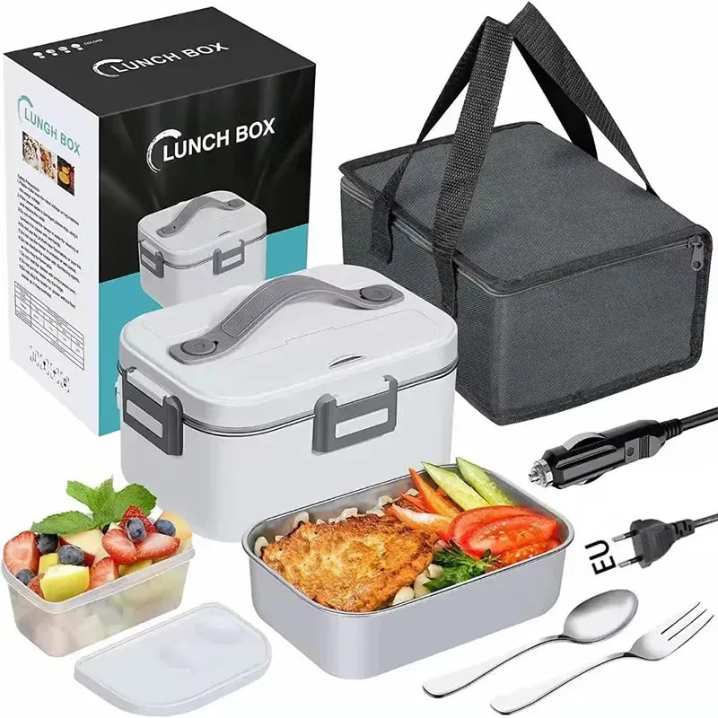 Lunch Box Chauffante Électrique 75 W — Cuve Inox 304 1,8 L — 12 V / 24 V / 220 V avec Sac Isotherme lunchboxchauf