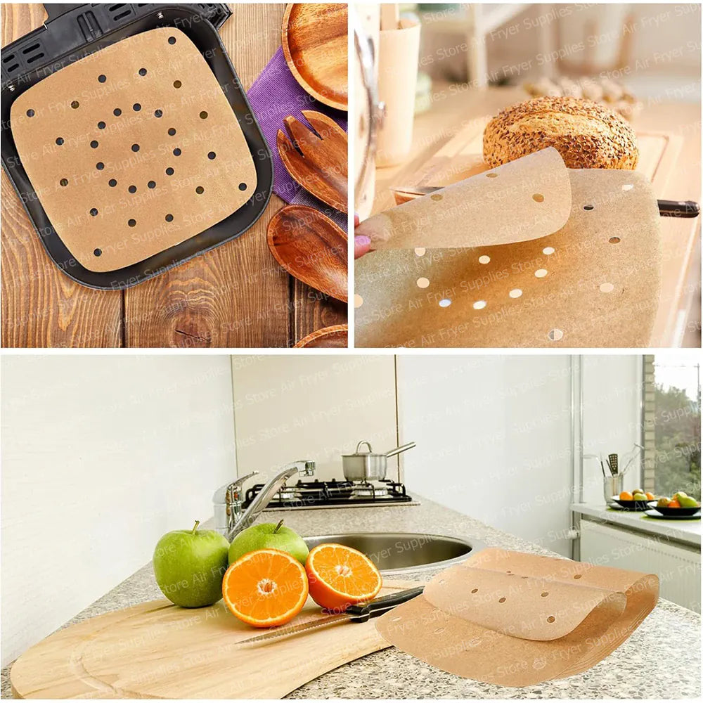 Papier Cuisson Air Fryer Jetable Antiadhésif Lot de 50 - 20 cm Air Fryer