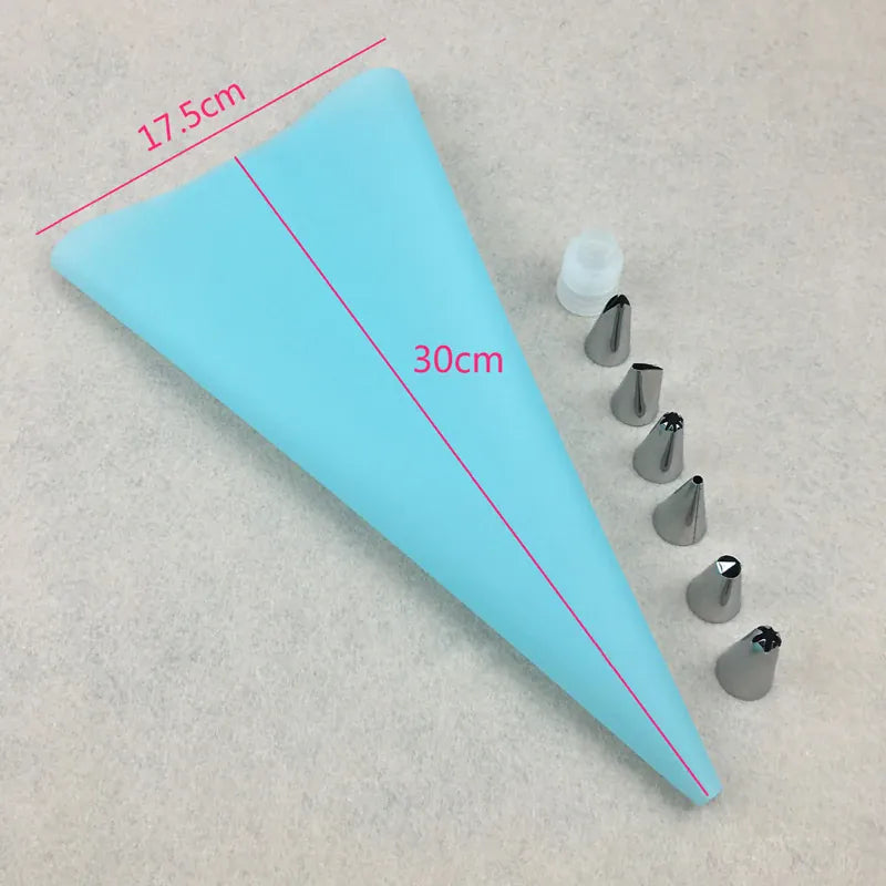 Poche à douille en silicone avec 7 embouts pour décoration de gâteaux douillepoche