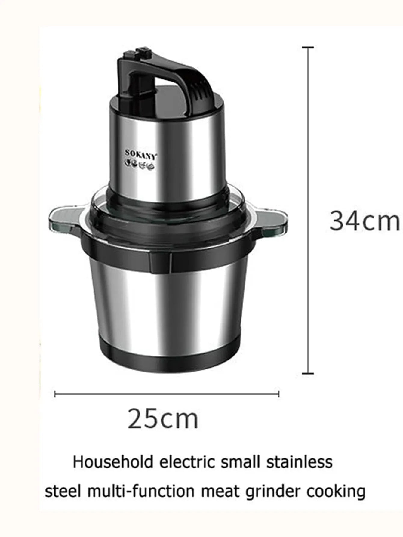 Hachoir Électrique 800W Bol Inox — 4 Lames, 2 Vitesses, Viandes et Légumes hachoir electrique
