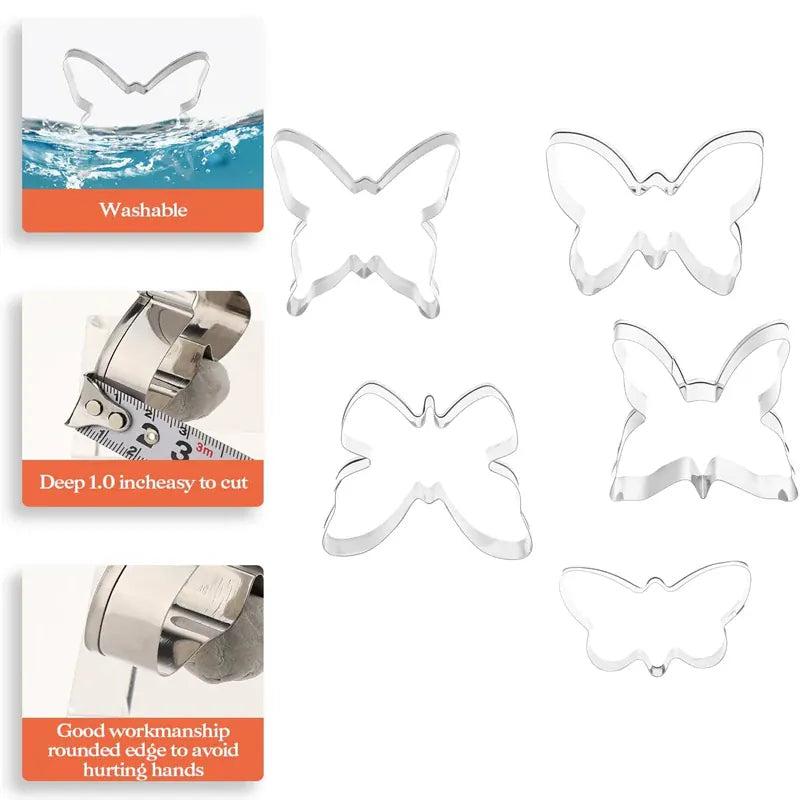 Emporte-pièces à Biscuits en Acier Inoxydable - 5 Pièces Papillon emportepieces