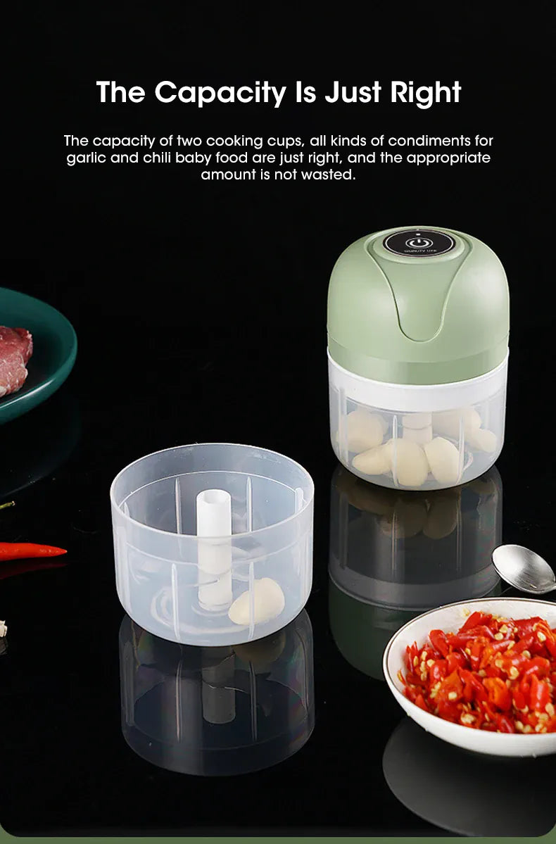 Mini Hachoir Électrique Sans Fil 250 ml — Rechargeable USB, Lame Inox 3 Feuilles mini hachoir