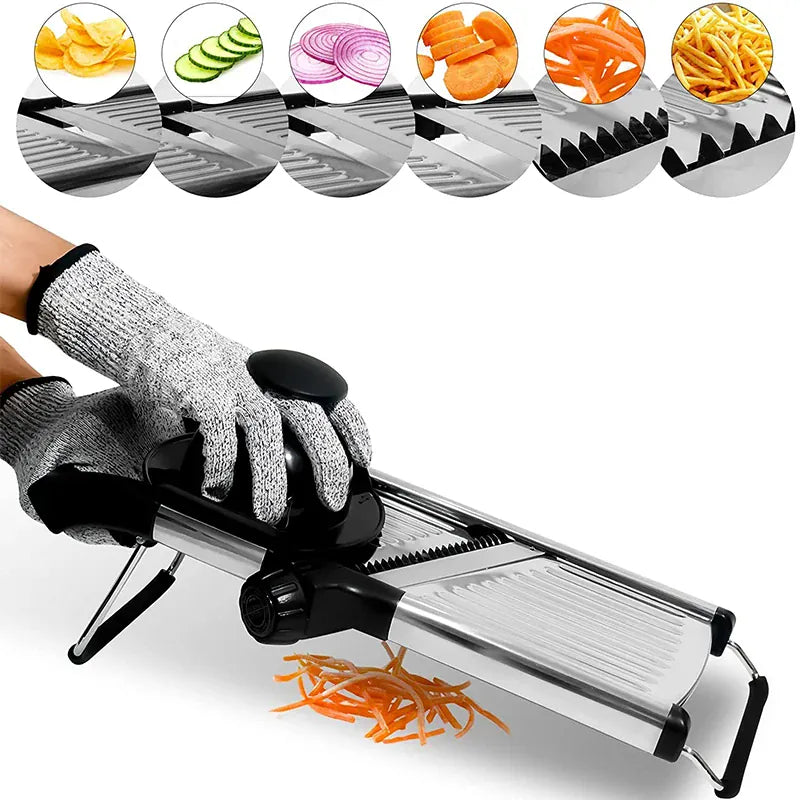 Mandoline Réglable en Acier Inoxydable | Tranche Légumes 6 Lames Mandoline