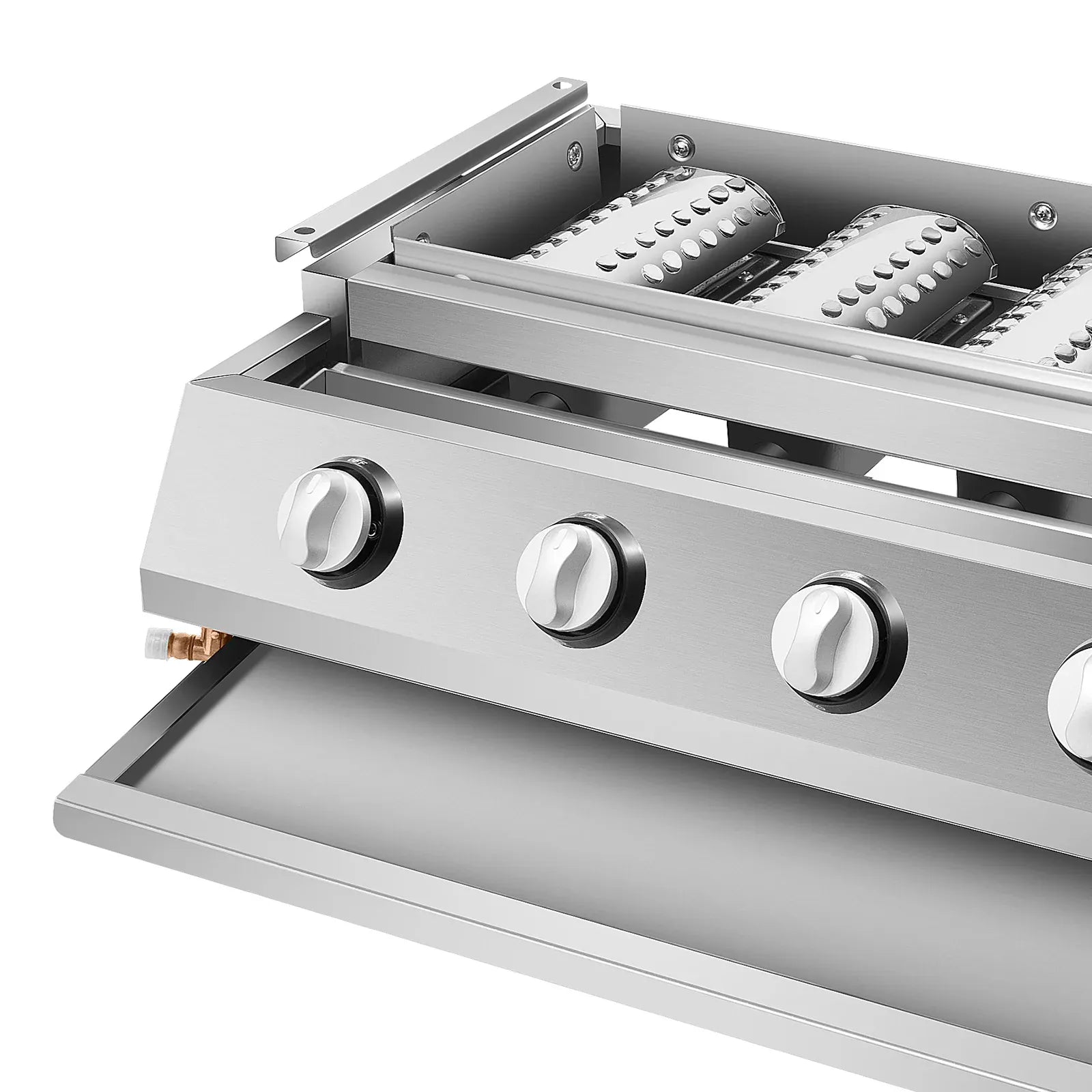 Plancha Gaz 4 Brûleurs Inox – Barbecue de Table Sans Fumée, Grille Amovible (GPL)