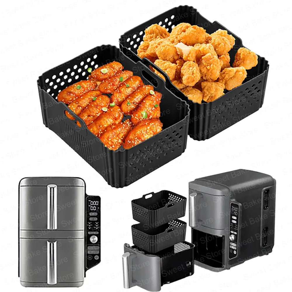Moules Silicone Air Fryer Réutilisables Lot de 2 Antiadhésifs Air Fryer