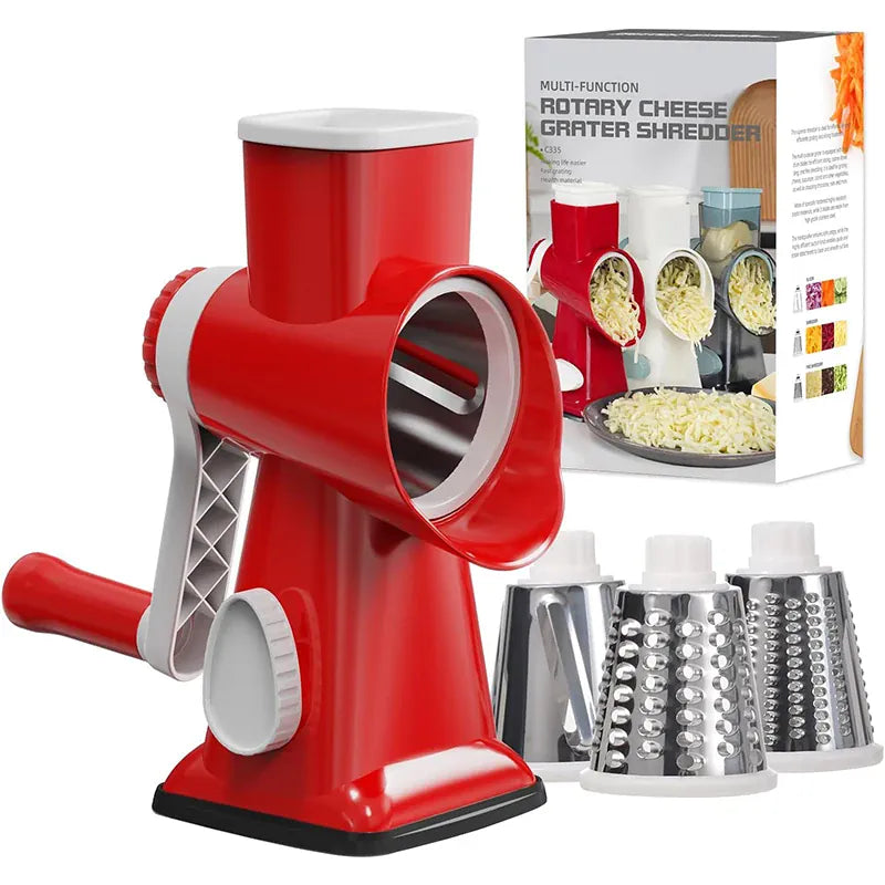 Râpe rotative 3 en 1 avec accessoires pour fromage et légumes Coupe Légumes