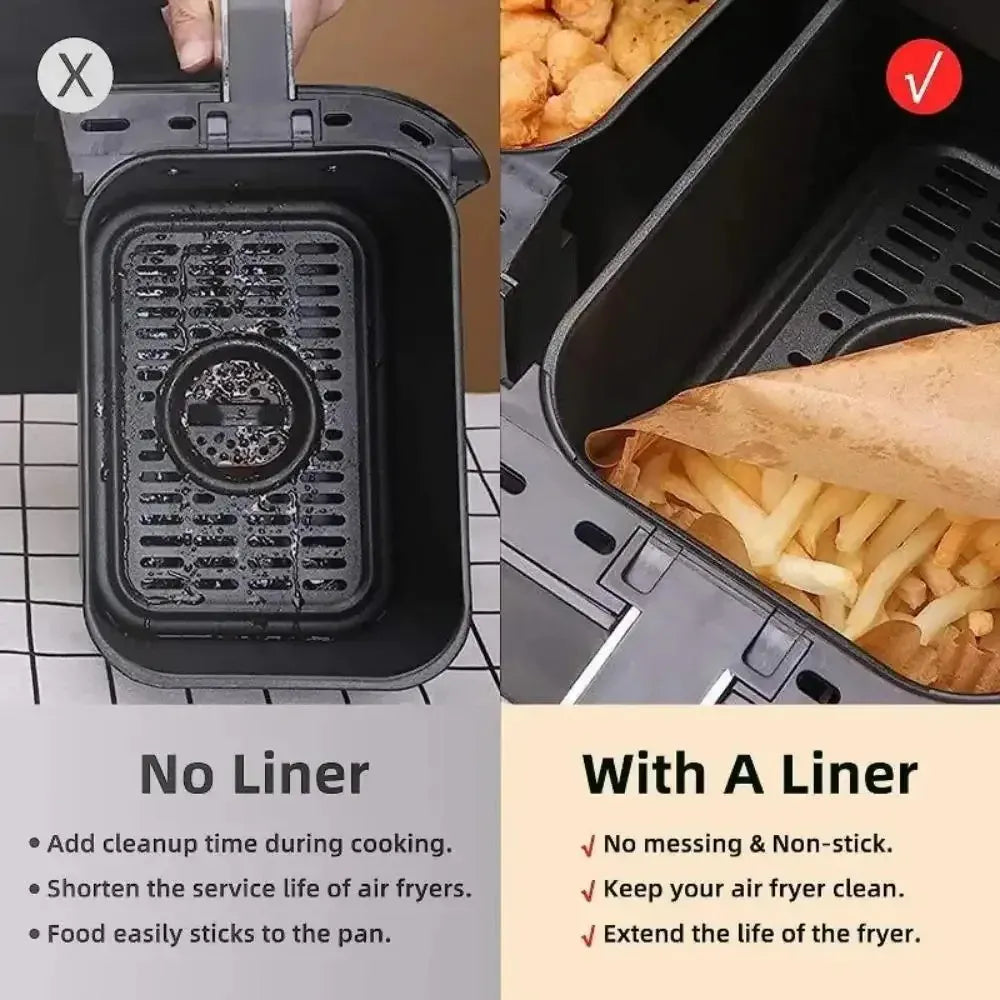 Papier Cuisson Air Fryer Jetable Rectangulaire Lot de 100 Pièces Air Fryer