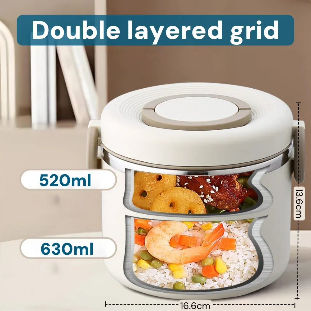 LunchBox Isotherme Inox 304 — 2 Niveaux 1100 ml, Chaud 6 h / Froid 8 h, Sans BPA lunchbox