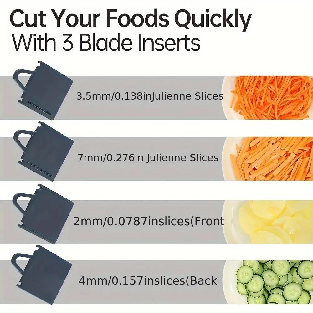 Mandoline Alimentaire Multifoncionnelle — 4 Lames Interchangeables 2, 3.5, 4, 7 mm Mandoline