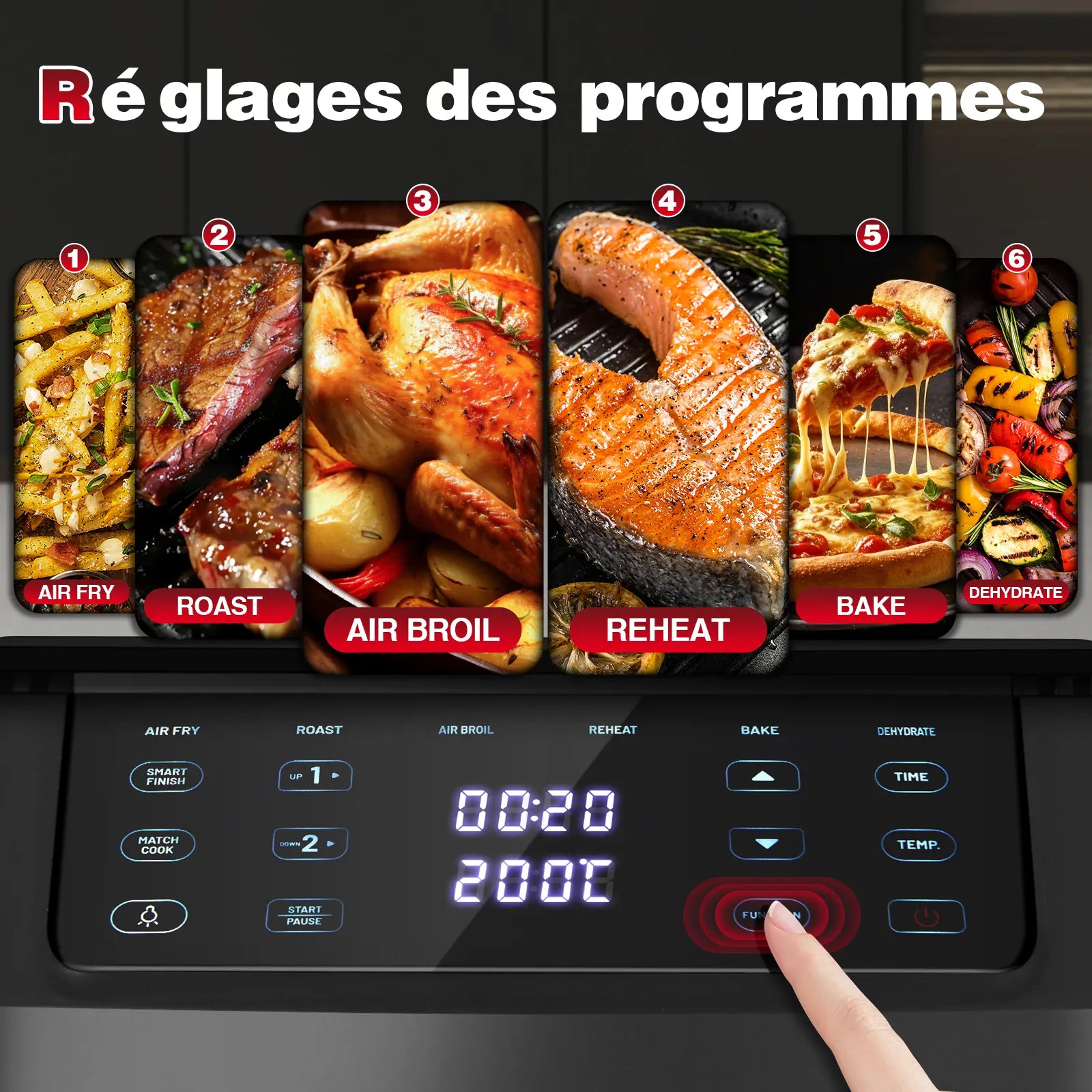 Friteuse Sans Huile Double Panier 11L 2500W 6 en 1 Écran Tactile airfryers
