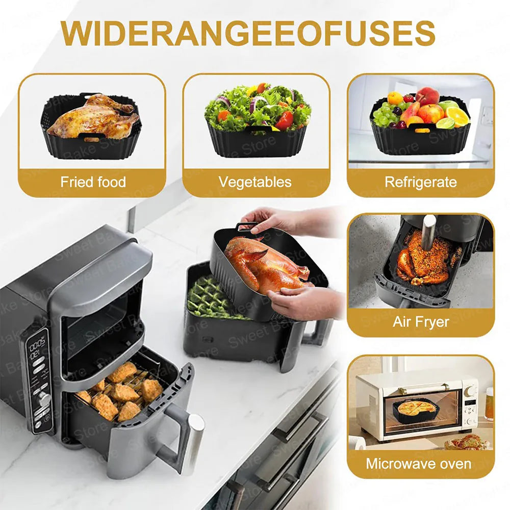 Moule Silicone Réutilisable Air Fryer Lot de 2 Carrés 25x25 cm Air Fryer