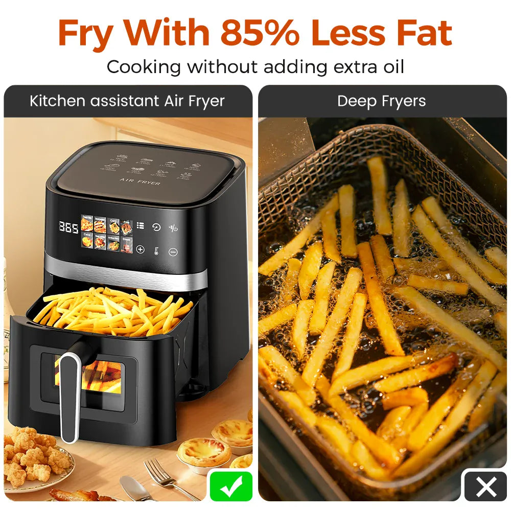 Friteuse Sans Huile 5,5L Écran Tactile 8 Programmes Hublot Visible airfryers