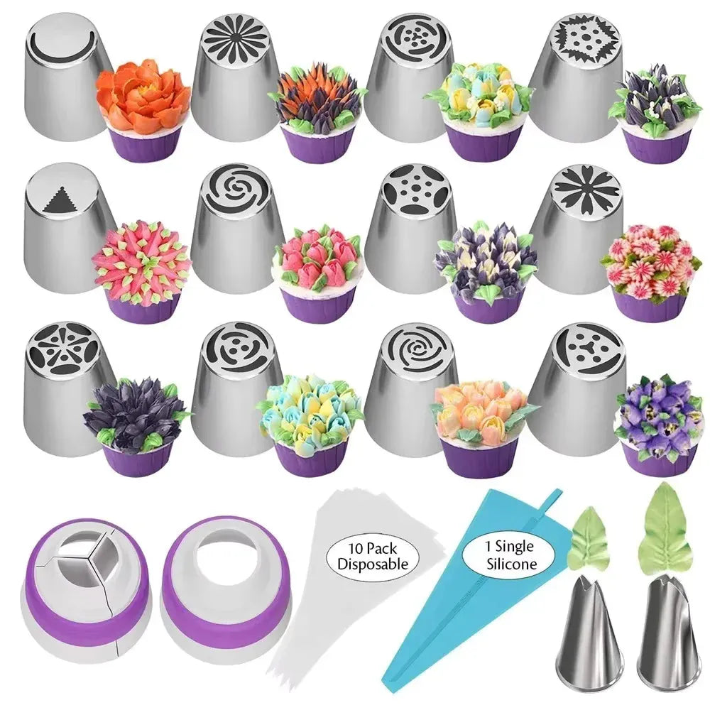 Set de 27 Douilles à Pâtisserie en Acier Inoxydable pour Décoration de Gâteaux douillepoche
