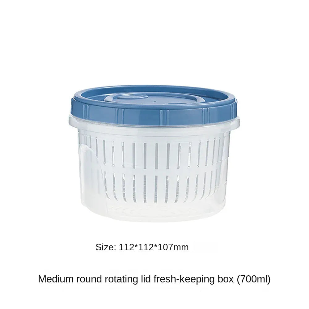 Boîte de Rangement Frigo Hermétique 700ml avec Grille Égouttoir