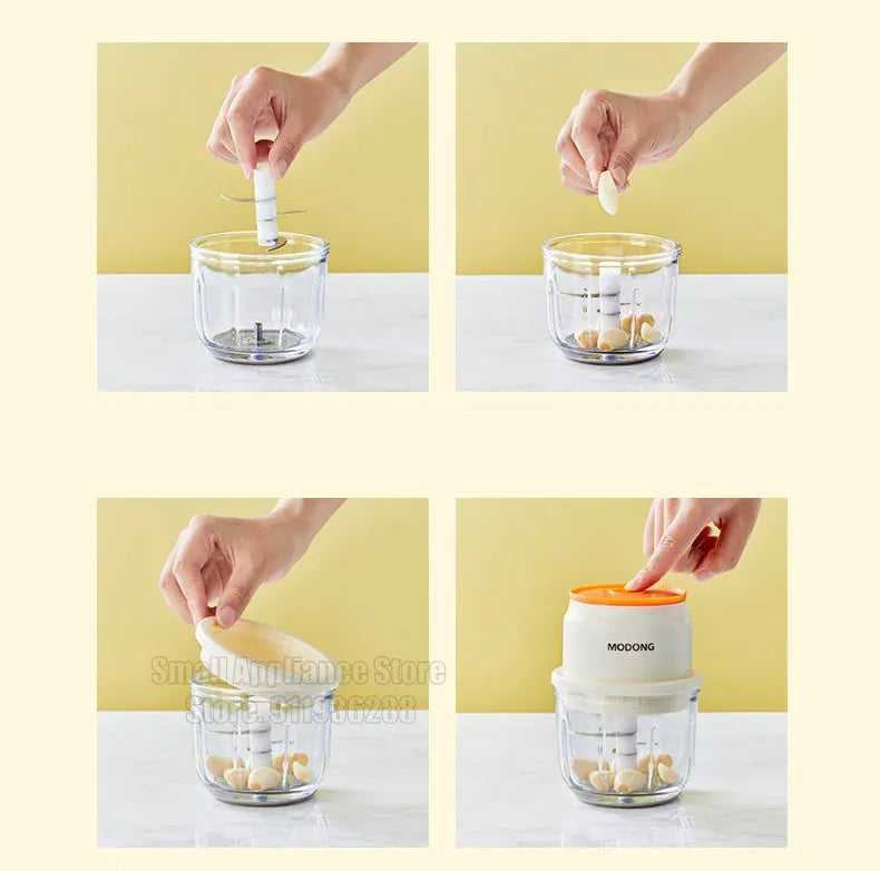 Hachoir Électrique Rechargeable 45W — Bol en Verre 150 / 250 / 300 ml hachoir electrique