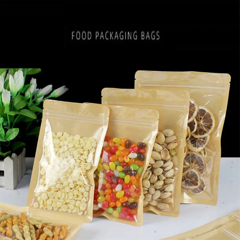 Sachets Kraft avec Fenêtre Transparente - 10 Pièces 12x18 cm