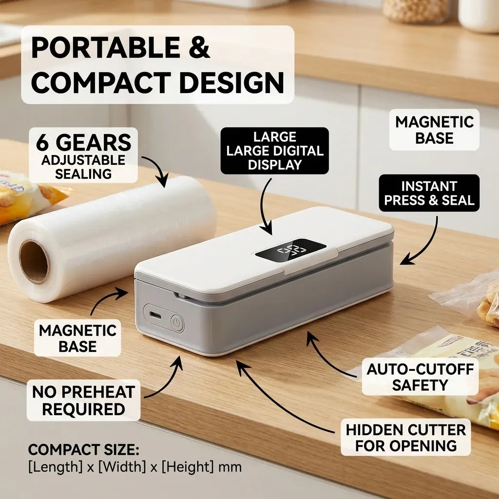 Scelleuse Alimentaire Rechargeable pour Emballage Alimentaire Écologique sv
