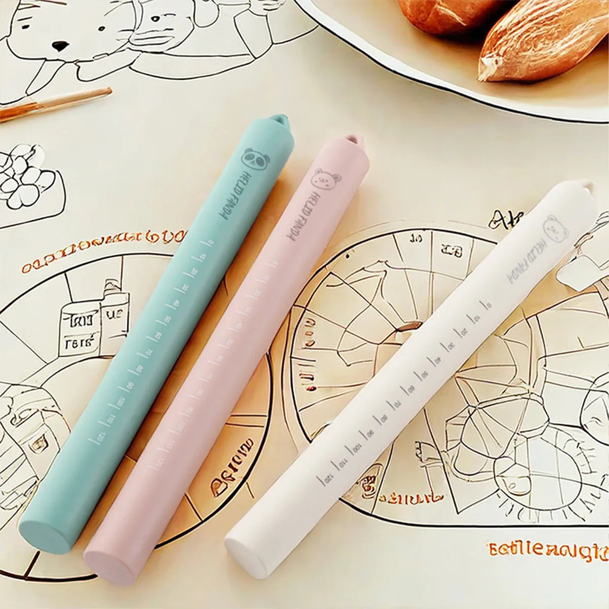 Rouleau à pâtisserie en silicone anti-adhérent avec noyau en acier inoxydable - Outil de cuisson multifonctionnel rouleaupatisserie