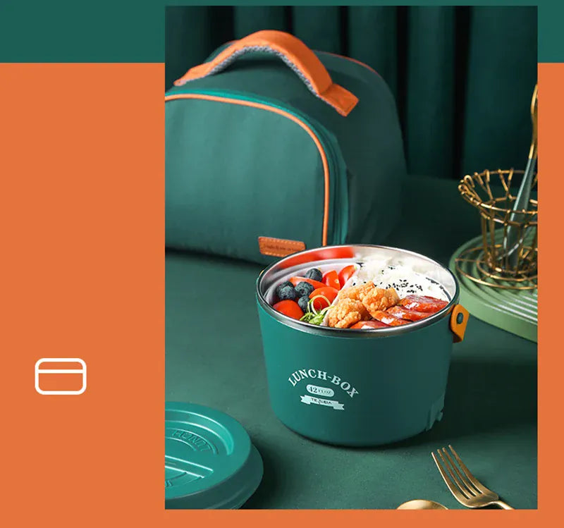 LunchBox Chauffante Électrique Acier Inoxydable 304 — 1,2 L / 48 W / 12 V-220 V lunchboxchauf