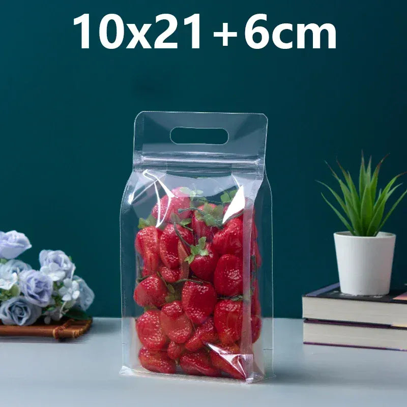 Sachets Zip Alimentaires Transparent Lot de 50 Pièces avec Poignée