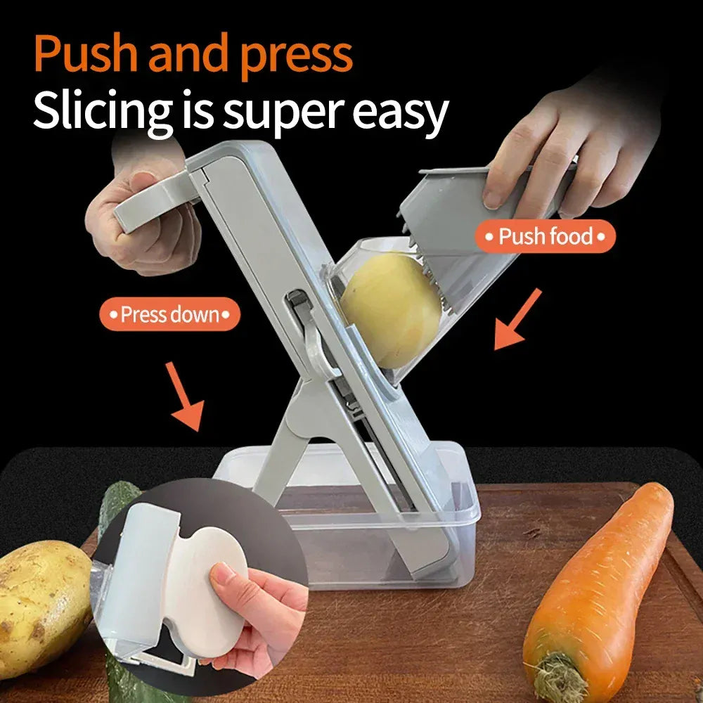 Mandoline Coupe-Légumes Multifonction 4-en-1 — Julienne 3/7 mm Mandoline