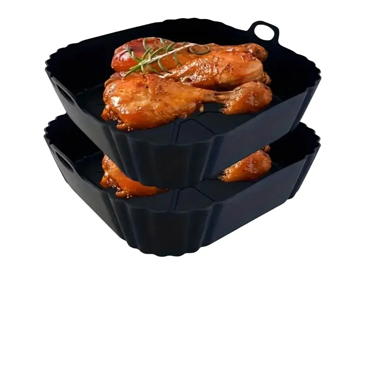 Moule Silicone Air Fryer Réutilisable Carré avec Poignées - 2 pièces Air Fryer