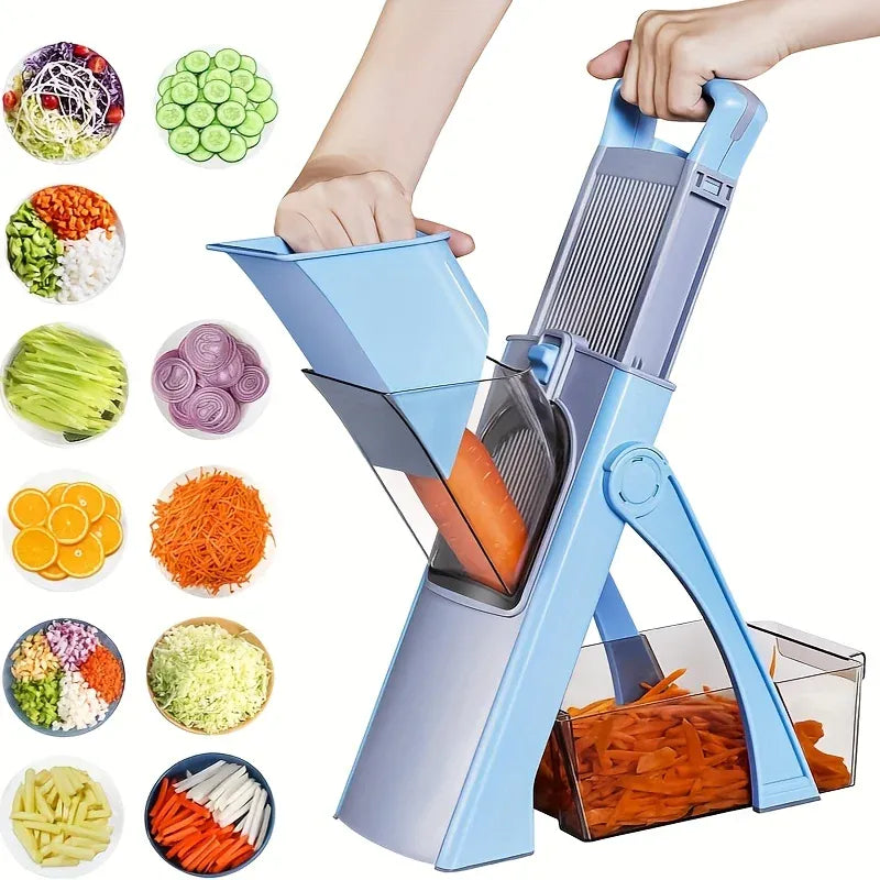 Mandoline Légumes Réglable 4 Modes — Tranches, Julienne, Dés, 0–8 mm Mandoline