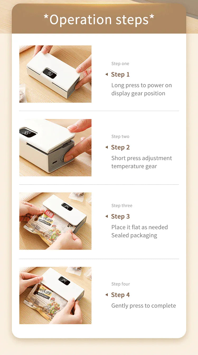 Scelleuse Alimentaire Mini Portable Rechargeable avec Affichage Digital sv