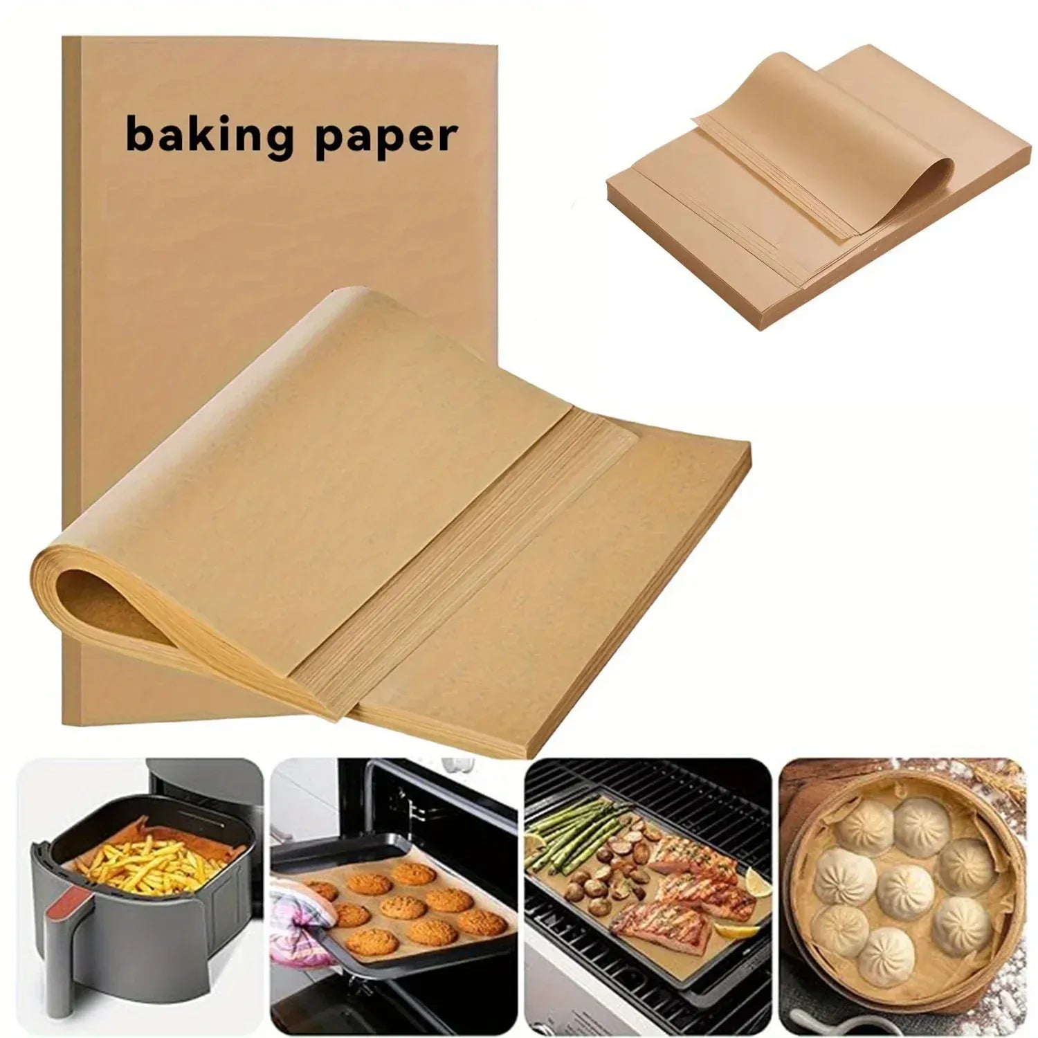 Papier Cuisson Jetable Antiadhésif - Lot de 100 Pièces Air Fryer
