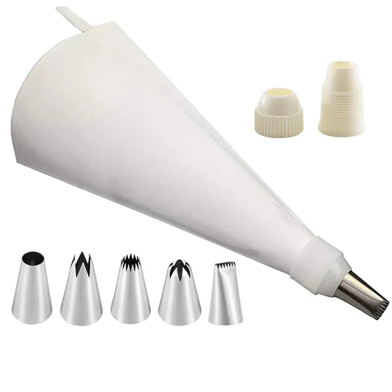 Set de 8 accessoires de pâtisserie en silicone et inox pour décoration de gâteaux douillepoche