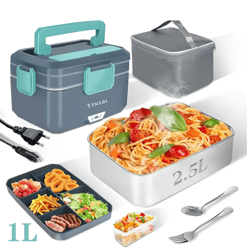 LunchBox Électrique Chauffante 3,5 L — Inox 304, 90 W, 220 V / 12-24 V Voiture lunchboxchauf