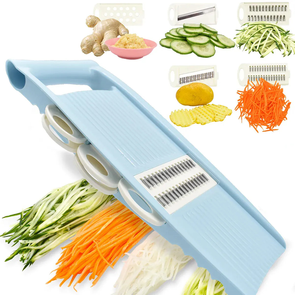 Mandoline 5 en 1 avec Lames Multiples pour Légumes et Fruits Mandoline