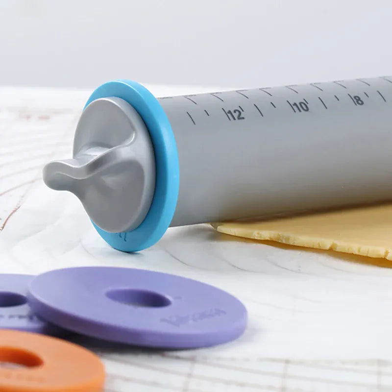 Rouleau à pâtisserie en silicone ajustable avec anneaux d'épaisseur interchangeables rouleaupatisserie